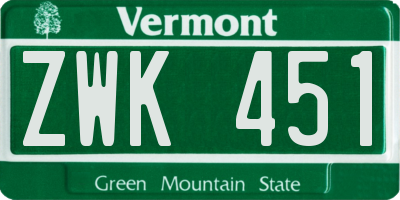 VT license plate ZWK451