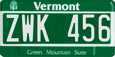 VT license plate ZWK456
