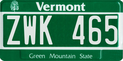 VT license plate ZWK465
