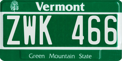 VT license plate ZWK466