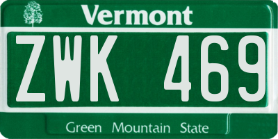 VT license plate ZWK469
