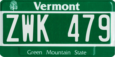VT license plate ZWK479