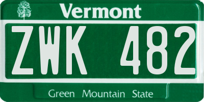 VT license plate ZWK482
