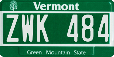 VT license plate ZWK484