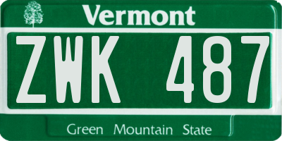 VT license plate ZWK487