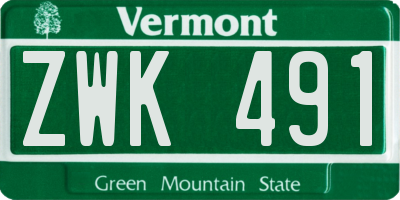 VT license plate ZWK491