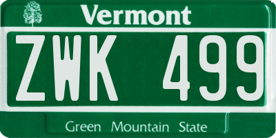 VT license plate ZWK499