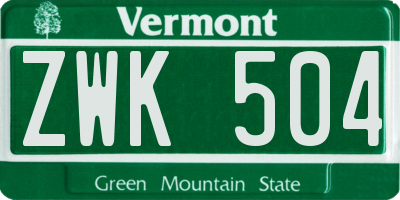 VT license plate ZWK504