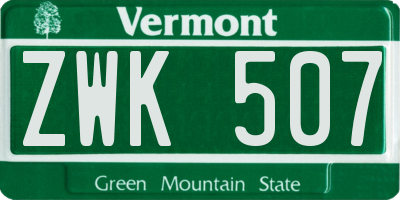 VT license plate ZWK507