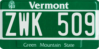 VT license plate ZWK509