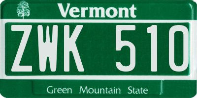 VT license plate ZWK510