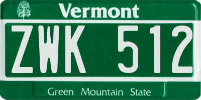 VT license plate ZWK512