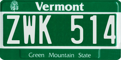 VT license plate ZWK514