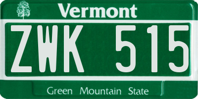 VT license plate ZWK515