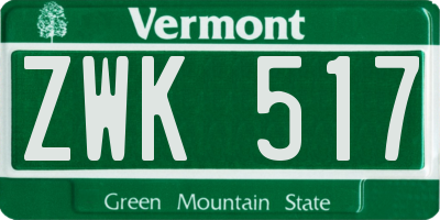 VT license plate ZWK517