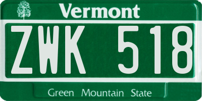 VT license plate ZWK518