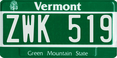 VT license plate ZWK519