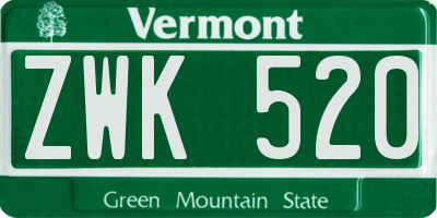 VT license plate ZWK520