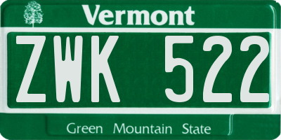 VT license plate ZWK522