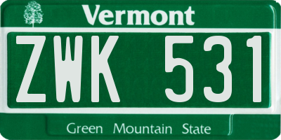 VT license plate ZWK531