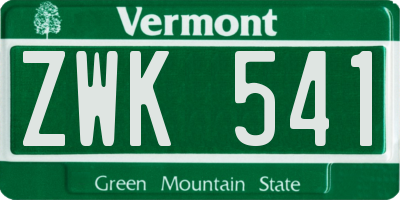 VT license plate ZWK541