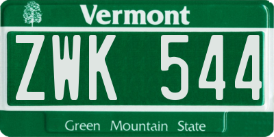 VT license plate ZWK544
