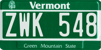 VT license plate ZWK548