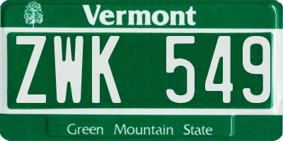 VT license plate ZWK549