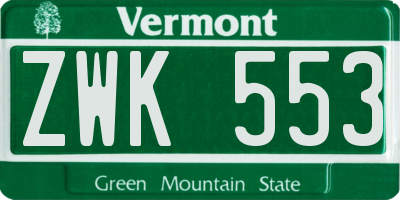 VT license plate ZWK553