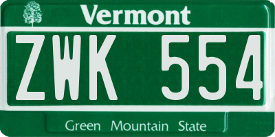VT license plate ZWK554