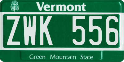VT license plate ZWK556