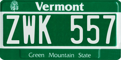 VT license plate ZWK557