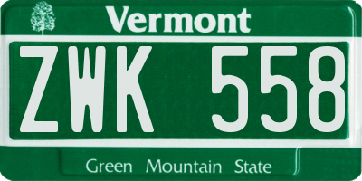 VT license plate ZWK558