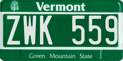VT license plate ZWK559