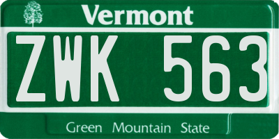 VT license plate ZWK563