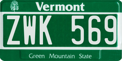 VT license plate ZWK569
