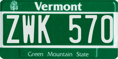 VT license plate ZWK570