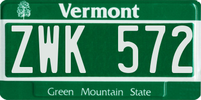 VT license plate ZWK572
