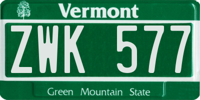 VT license plate ZWK577
