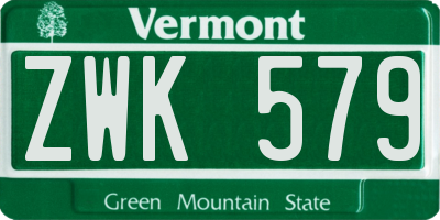 VT license plate ZWK579