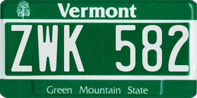 VT license plate ZWK582