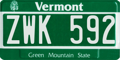 VT license plate ZWK592