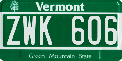 VT license plate ZWK606