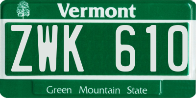 VT license plate ZWK610