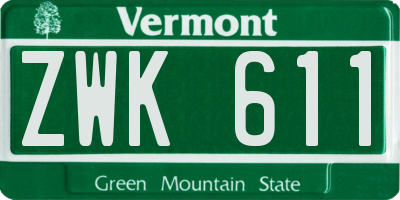 VT license plate ZWK611