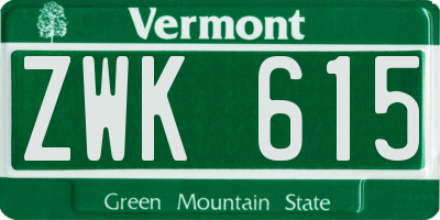 VT license plate ZWK615