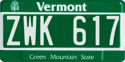 VT license plate ZWK617