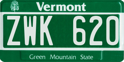 VT license plate ZWK620