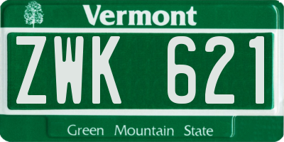 VT license plate ZWK621