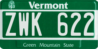 VT license plate ZWK622